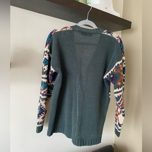 Vintage Paul Harris Aztec Western Print Cozy Knit Buttoned Cardigan Size Small - Picture 2 of 6